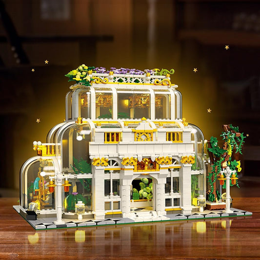 Botanischer Garten-Bauspielzeugsatz mit LED-Licht, Blumenfreundehaus, kompatibel mit Lego-Bauwerk, MOC-Kreativ-DIY-Miniatur-Gewächshausbausatz, tolles Geschenk für Freunde oder Mädchen ab 10 Jahren (2231 PCS) 