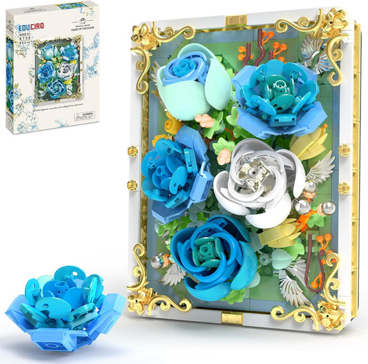 Flowers Toys Building Sets for Adults, Home Office Decor Flower Frame Art Wall Building Toys, Christmas, Mother's Day, or Valentine Gifts Idea for Adults and Kids - 651pcs, EDUCIRO