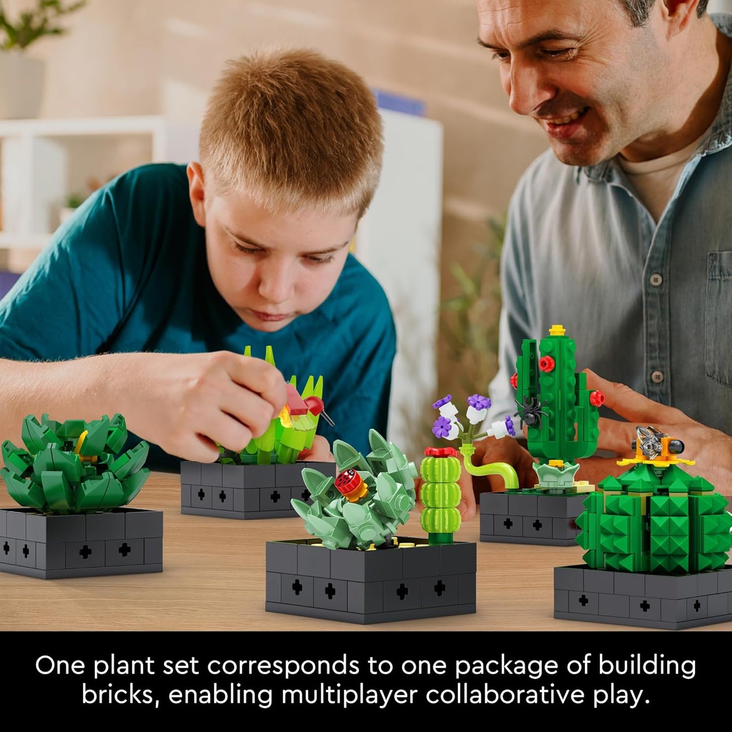 Succulents Plants Building Set for Adults - 5 Pack (590 Pieces), Valentines Day Gifts for Kids, Women,Her and Him, Botanical Collection Home Decor