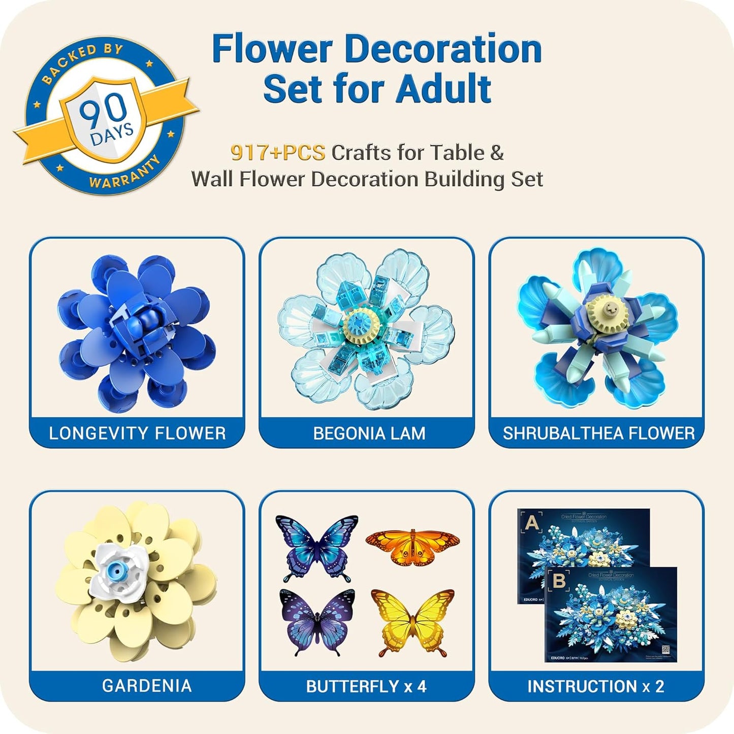 Flowers Building Set, Flower Centerpiece Building Blocks for Adults, Kids, Boys, Girls, Botanical Collection Crafts Set for Table or Wall Decor, Ideal Gifts for Mother's Day, Valentines Day, Birthday