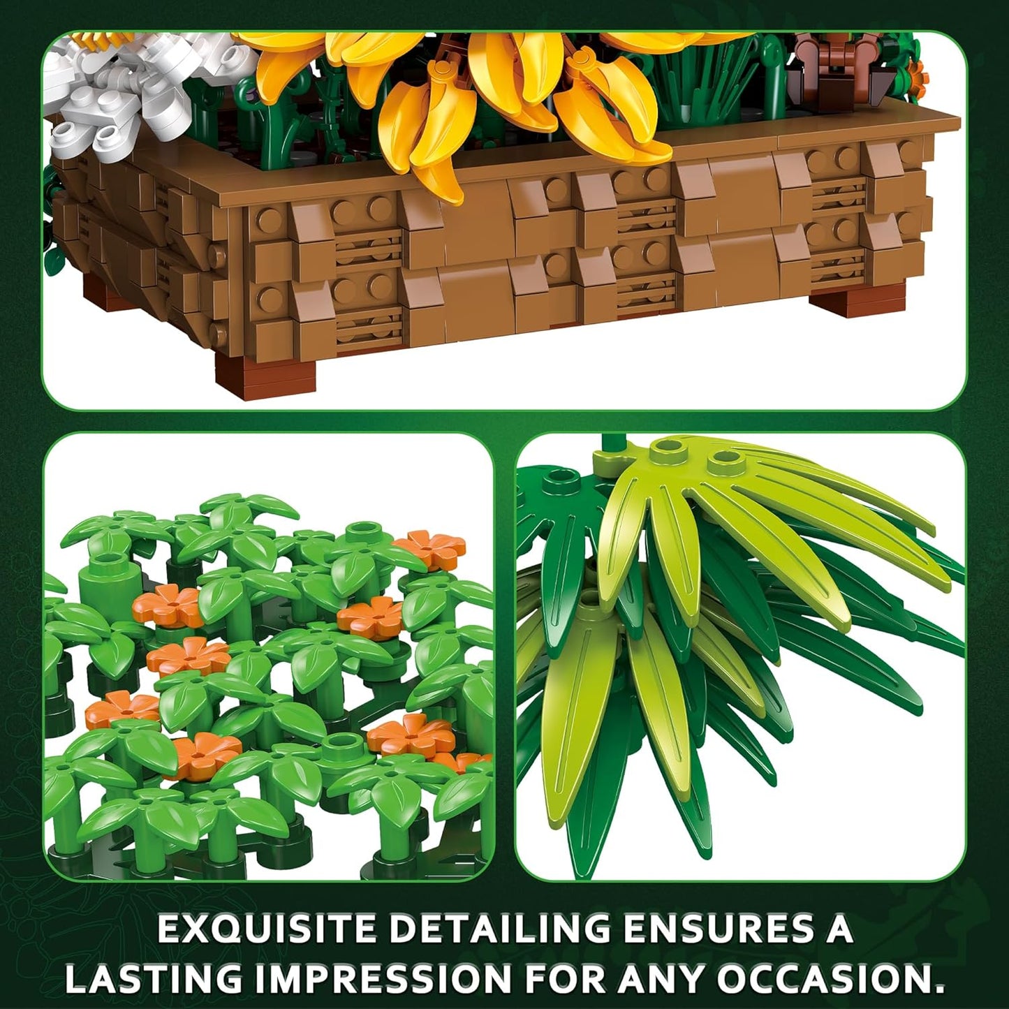 Under the Baubles Flower Botanical Bonsai Building Set - 924pcs, Home Decor, Mother's Day, Valentine's Day, Christmas for Adults and Kids, Climbing Ivy, Sunflower, Chrysanthemum.