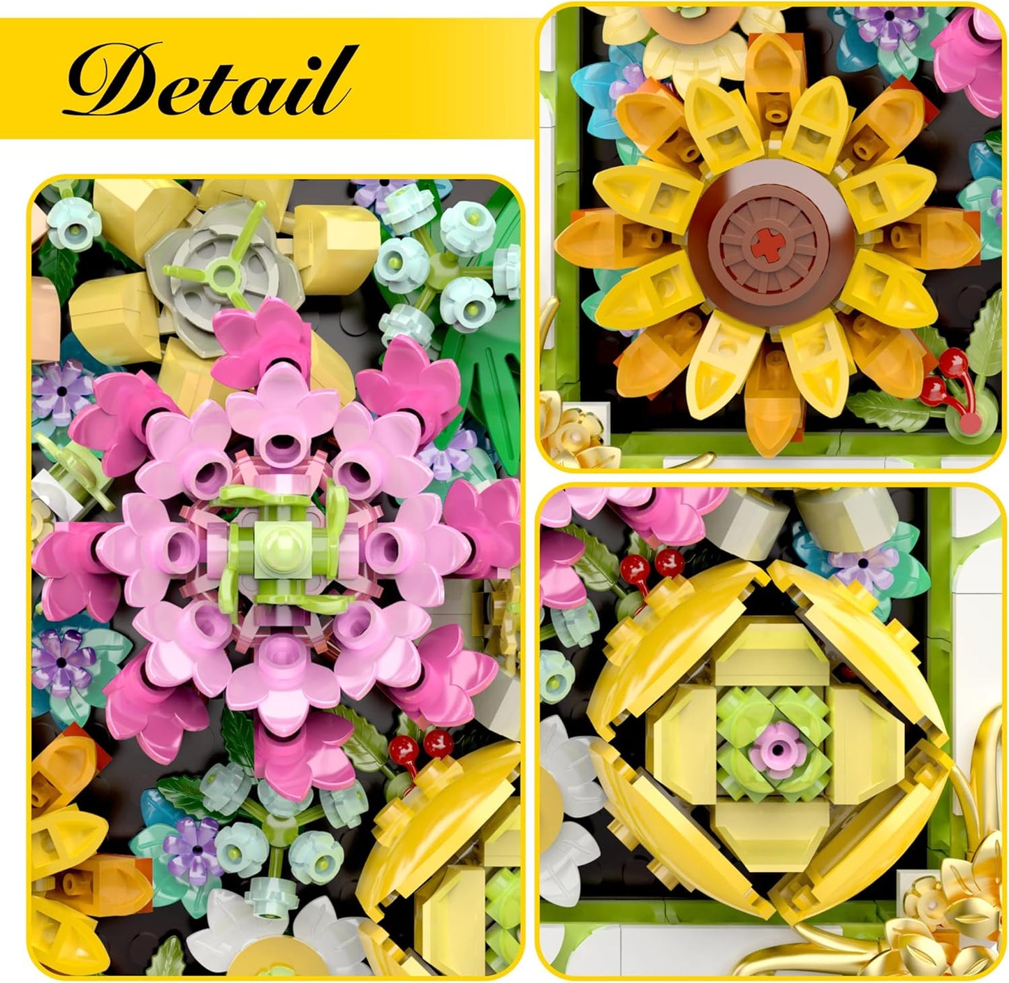 Under the Baubles Flowers Frame Toys Building Sets, Gift for Her or Him for Valentines Day Gift, Mother's Day, Birthday, Christmas, Botanical Collection Home Décor - 492PCS