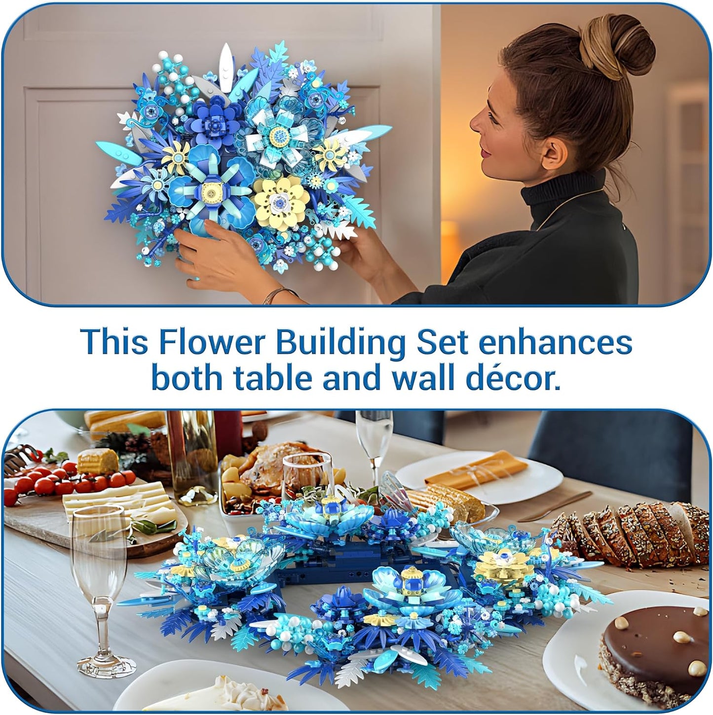 Flowers Building Set, Flower Centerpiece Building Blocks for Adults, Kids, Boys, Girls, Botanical Collection Crafts Set for Table or Wall Decor, Ideal Gifts for Mother's Day, Valentines Day, Birthday